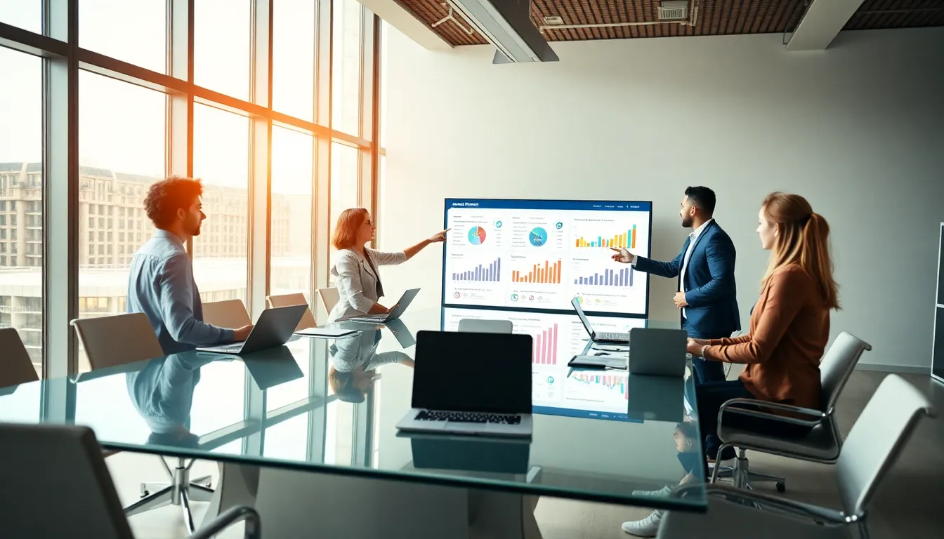diverse professionals collaborating in a modern office setting.