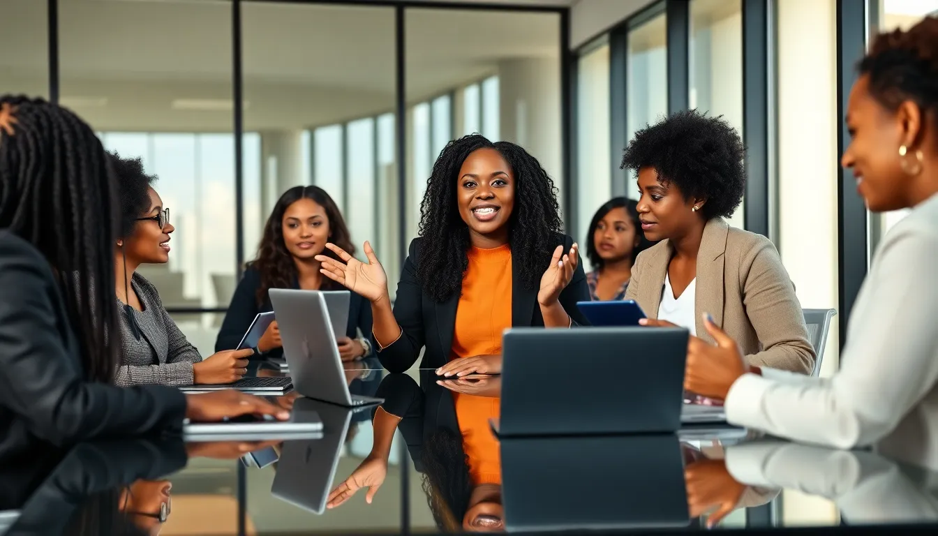 diverse team collaborating in a modern office setting.