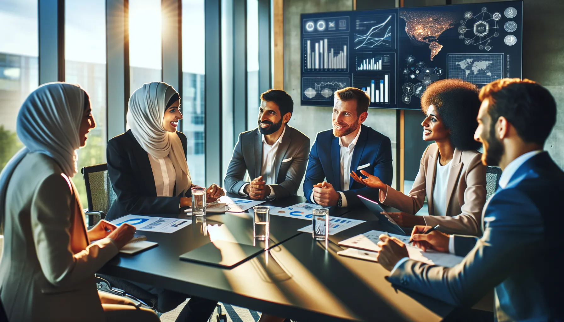 diverse professionals collaborating in a bright, modern office.