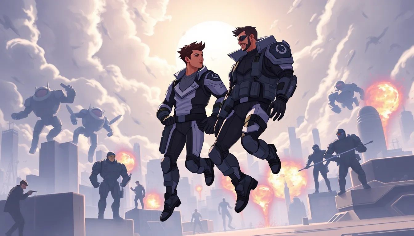 diverse Overwatch characters in action against a futuristic crisis backdrop.