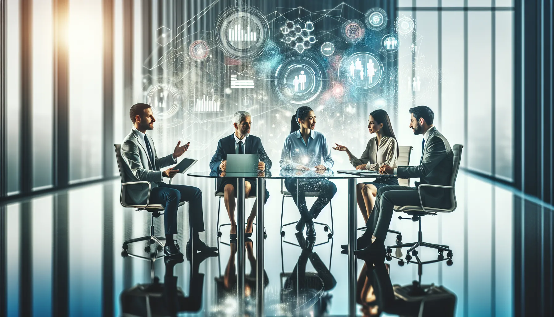 professionals collaborating in a modern office setting.