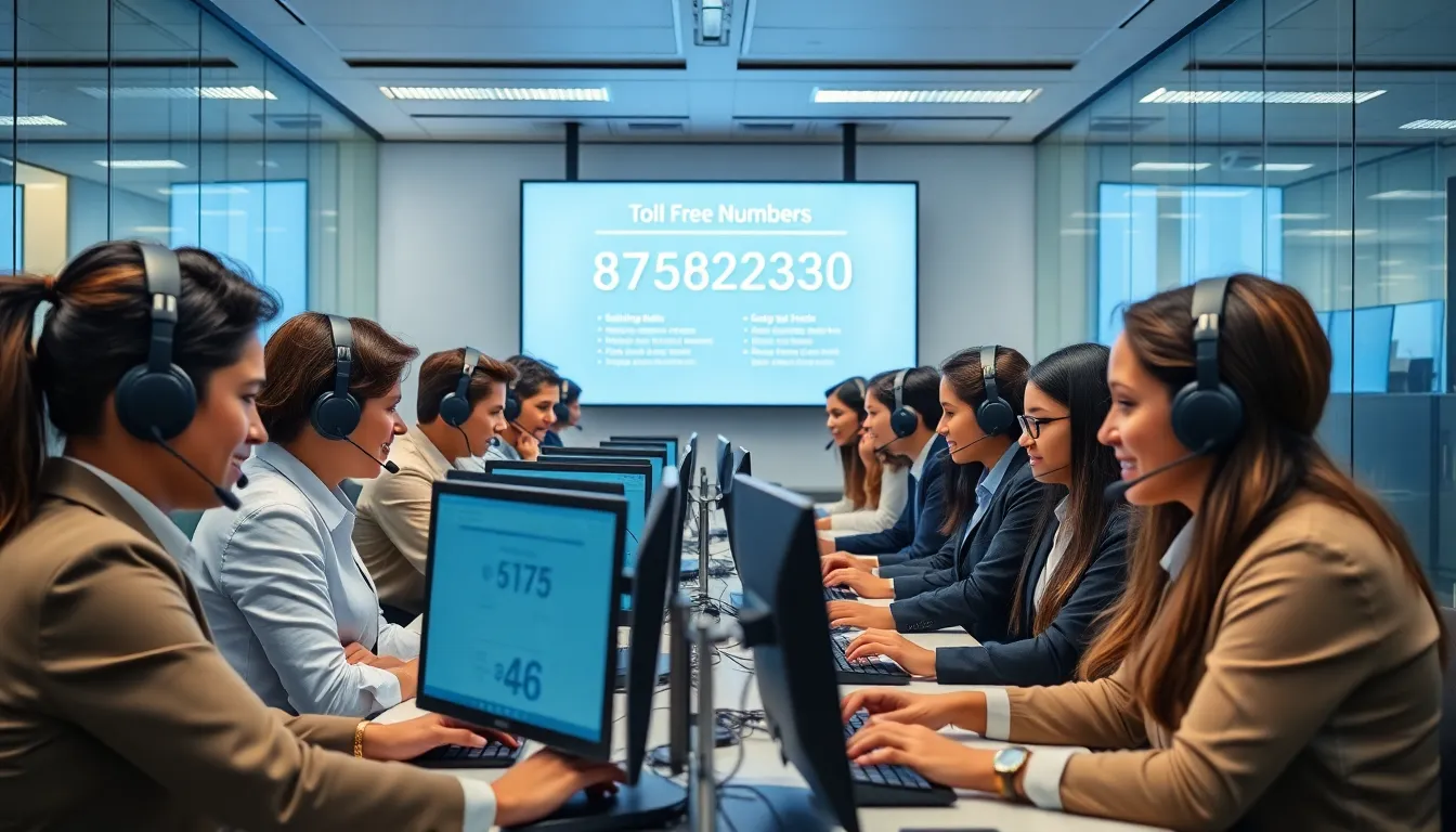 diverse customer service team in a modern call center.