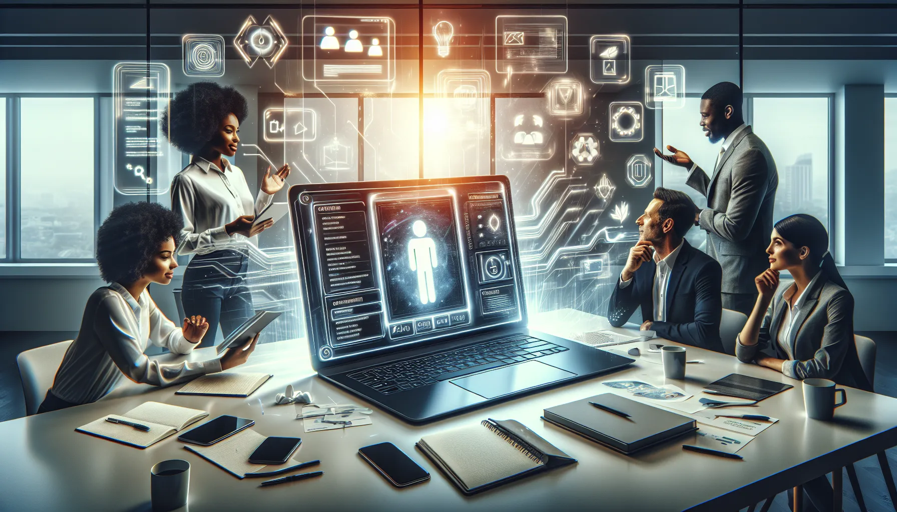 professionals discussing Bobfusdie7.9 software in a modern office.