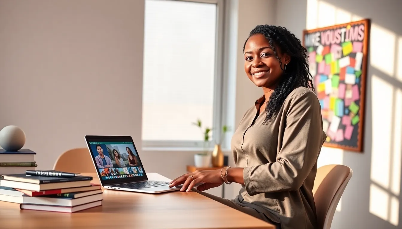 Miranda H. Marie in a modern office with creative elements.