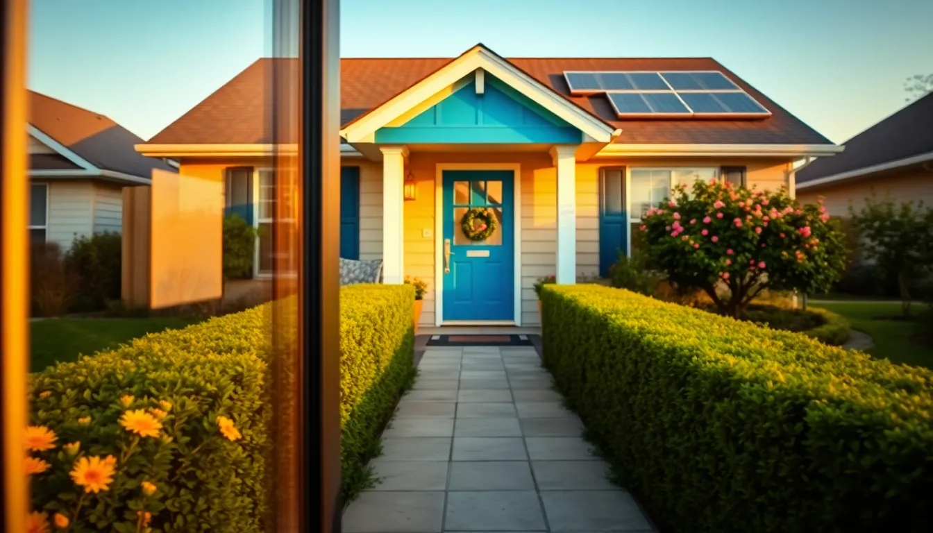 A suburban home with curb appeal, smart technology, and eco-friendly features.