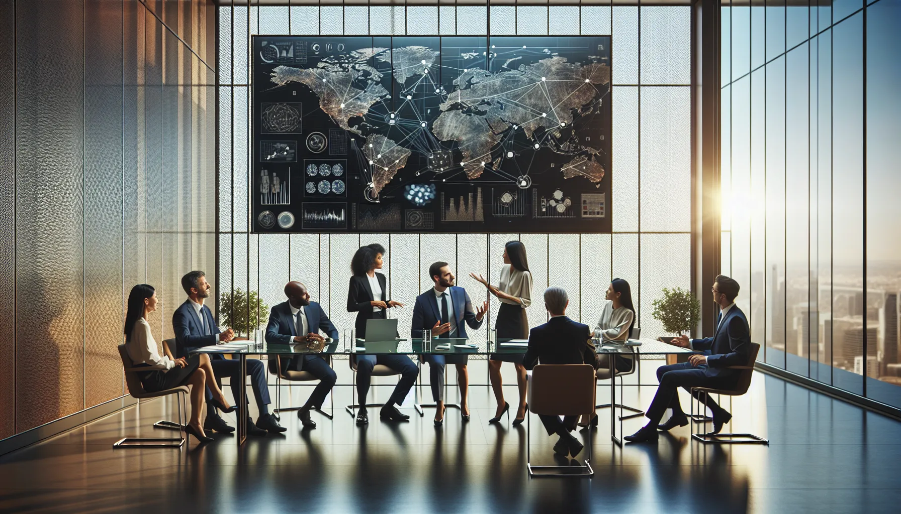 diverse team discussing concepts in a modern conference room.