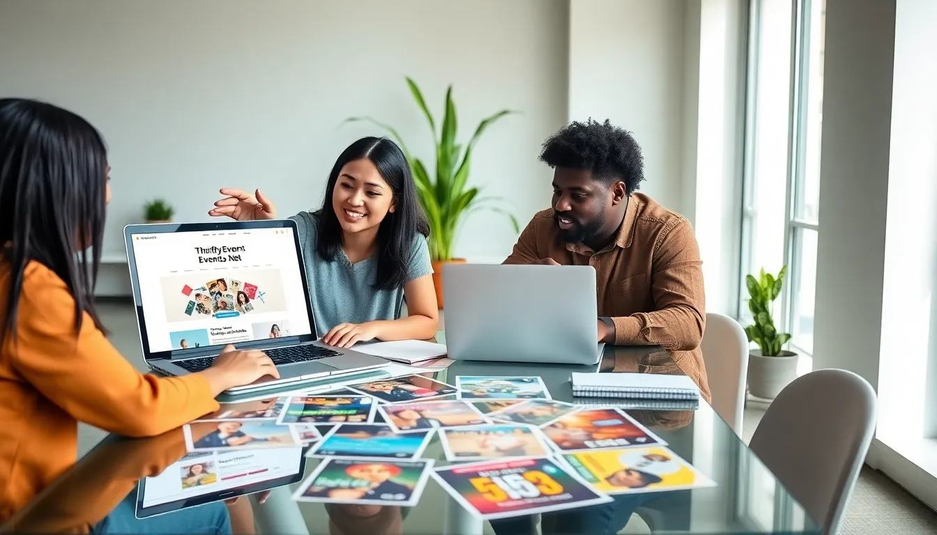 diverse team collaborating on a blog about budget-friendly events.