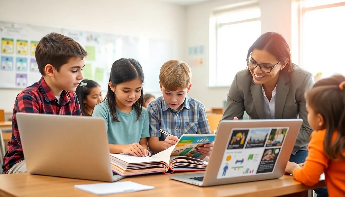 students and teacher collaborating in a supportive classroom setting.
