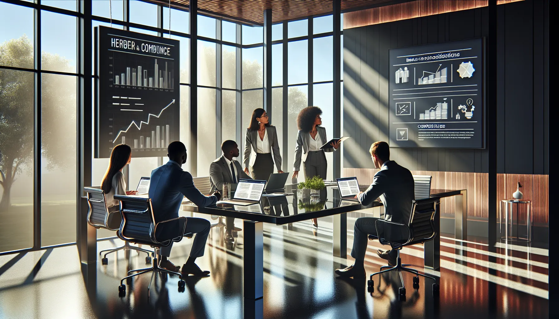 diverse team discussing business challenges in a modern office.
