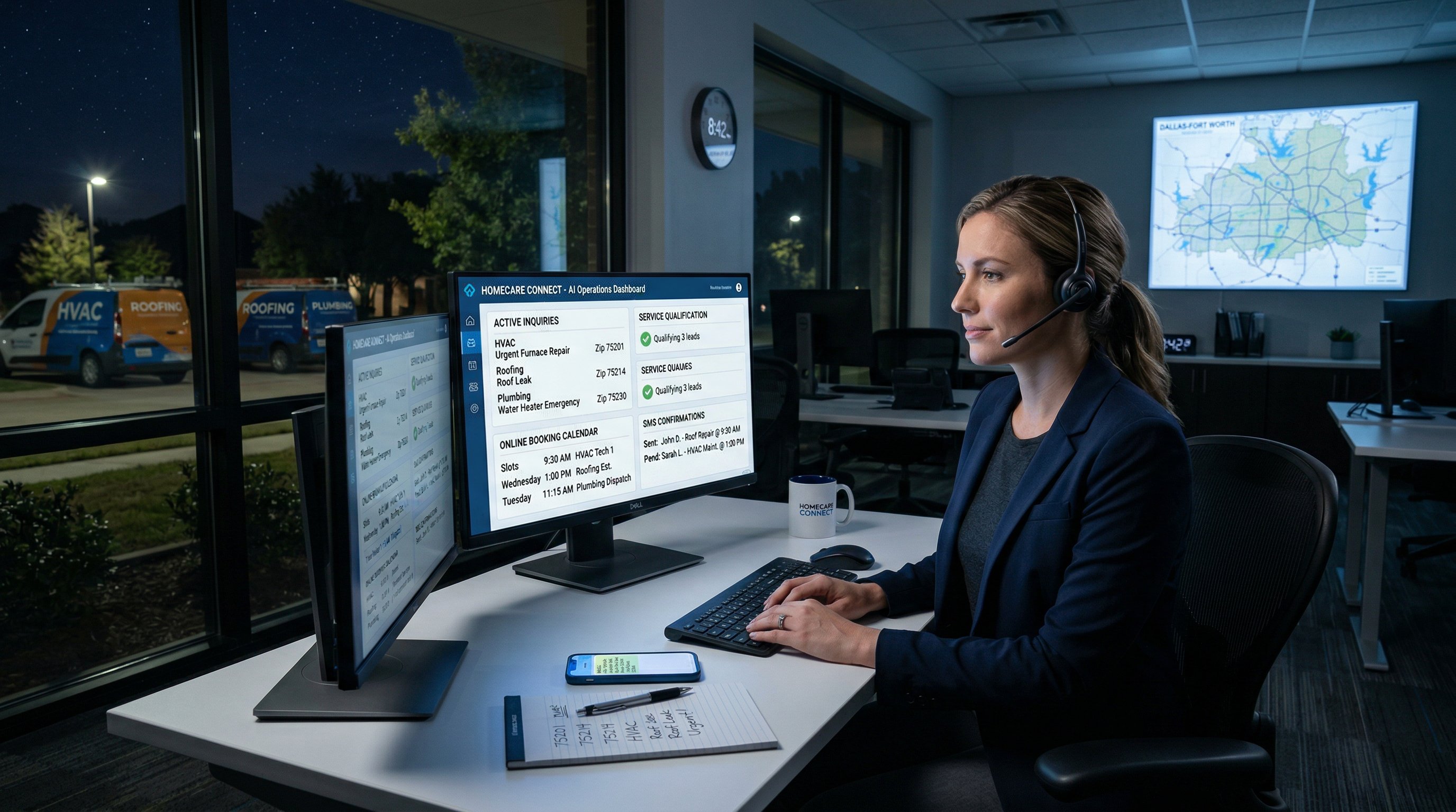 home service office using an AI chatbot for after-hours customer leads