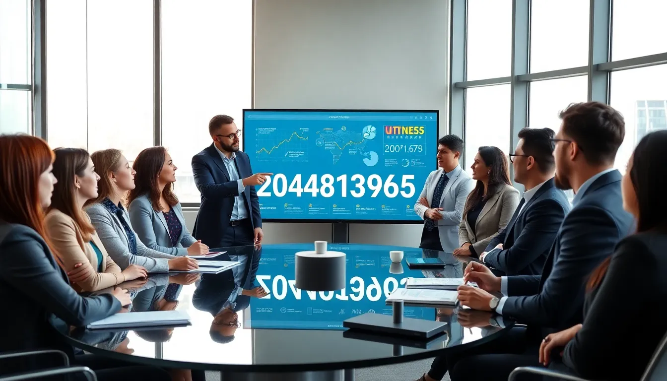 diverse team discussing the significance of a key number in a modern office.