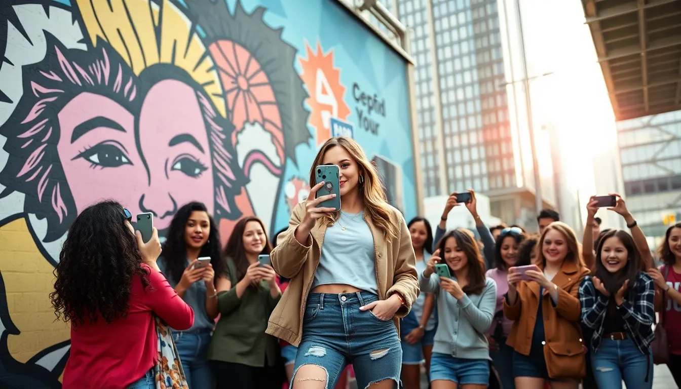 artist Adelewildx recording in a vibrant urban setting with fans.