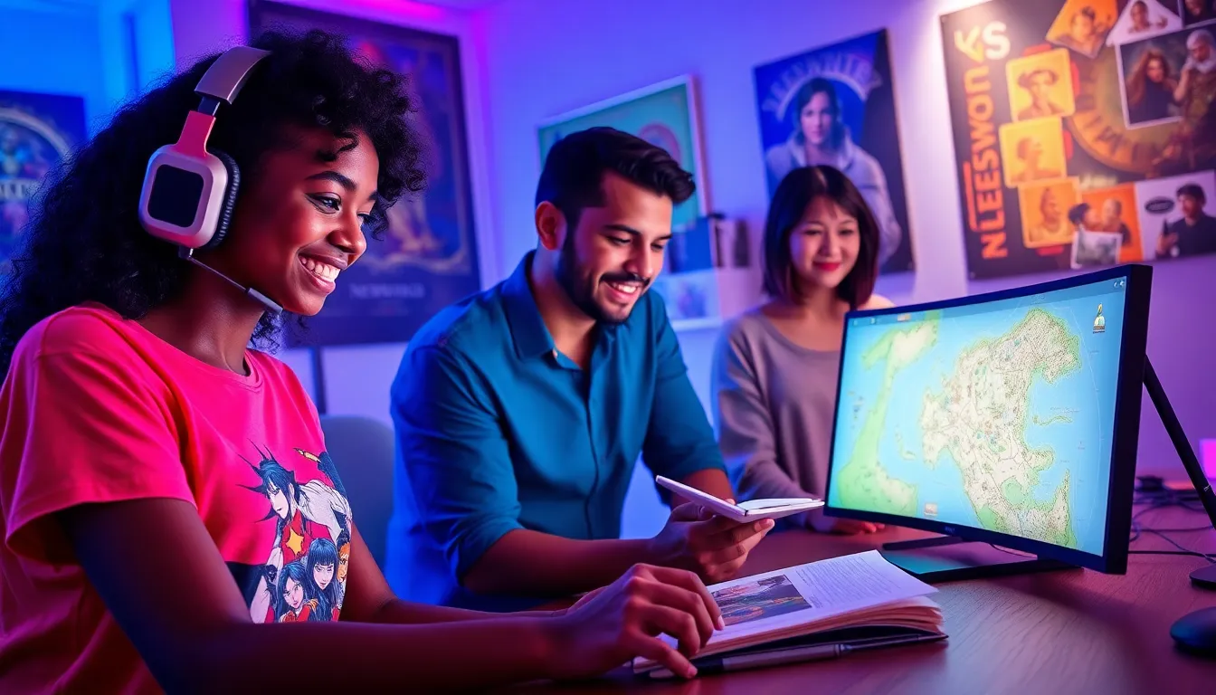 A group of gamers discussing Neverwinter at a virtual table.