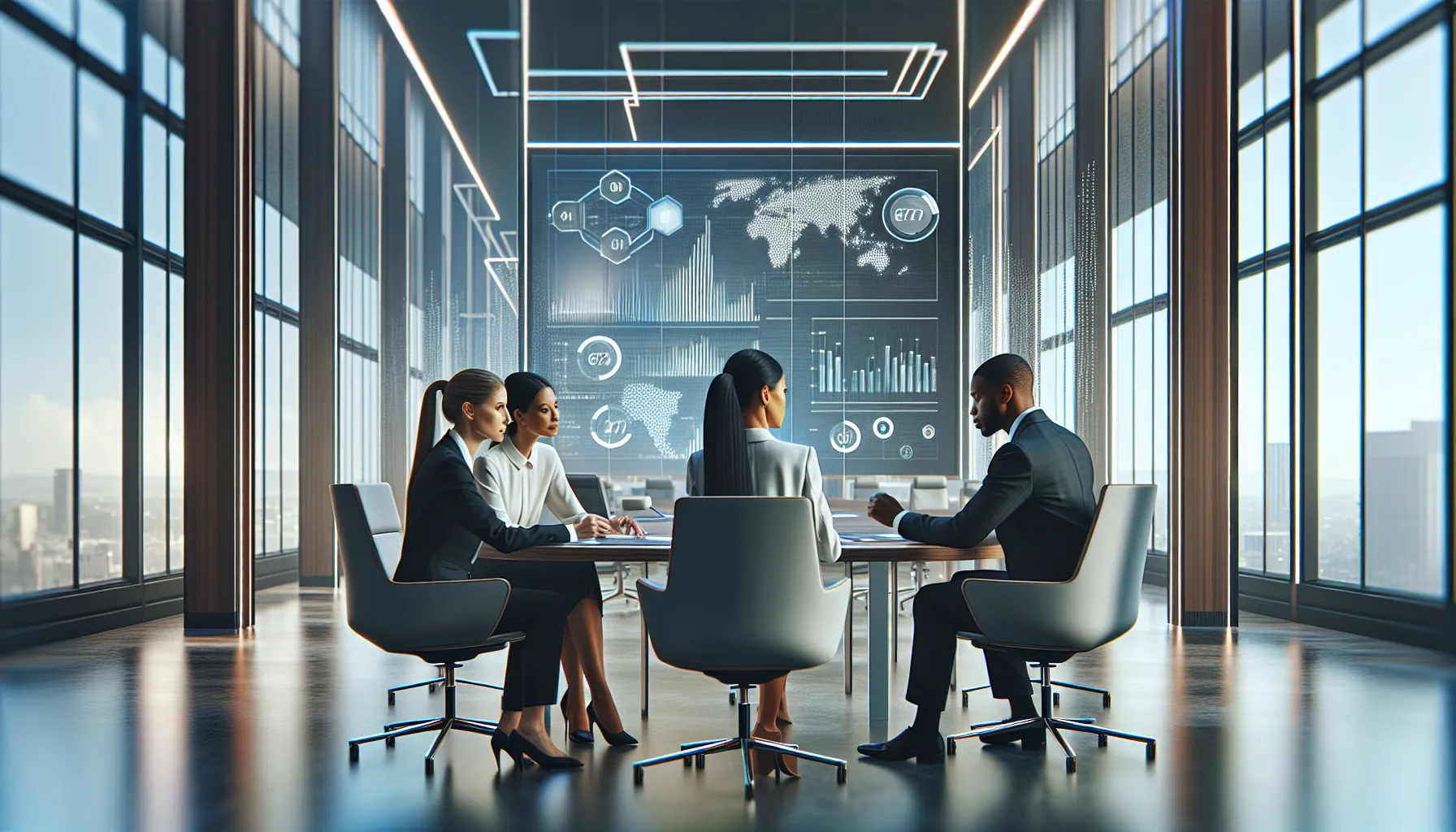 Professionals discussing future trends for structured number 61720004157.