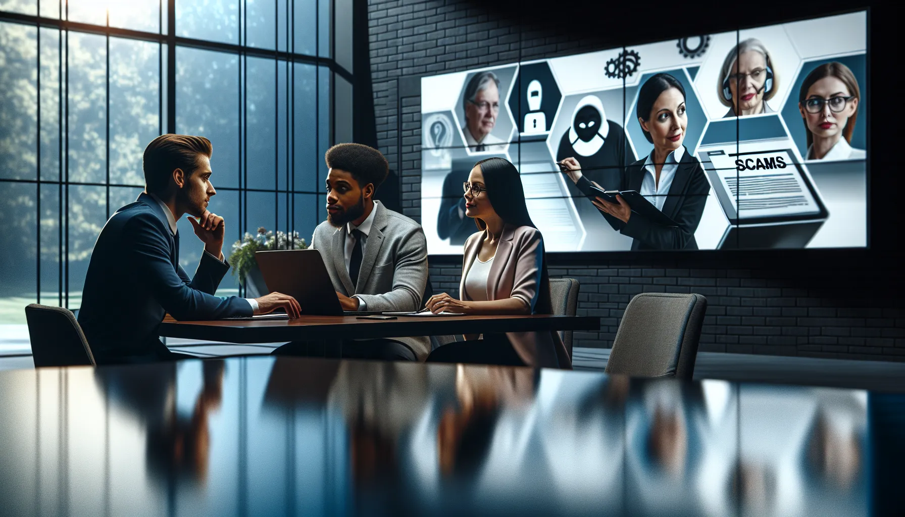 team discussing consumer awareness in a modern office setting.
