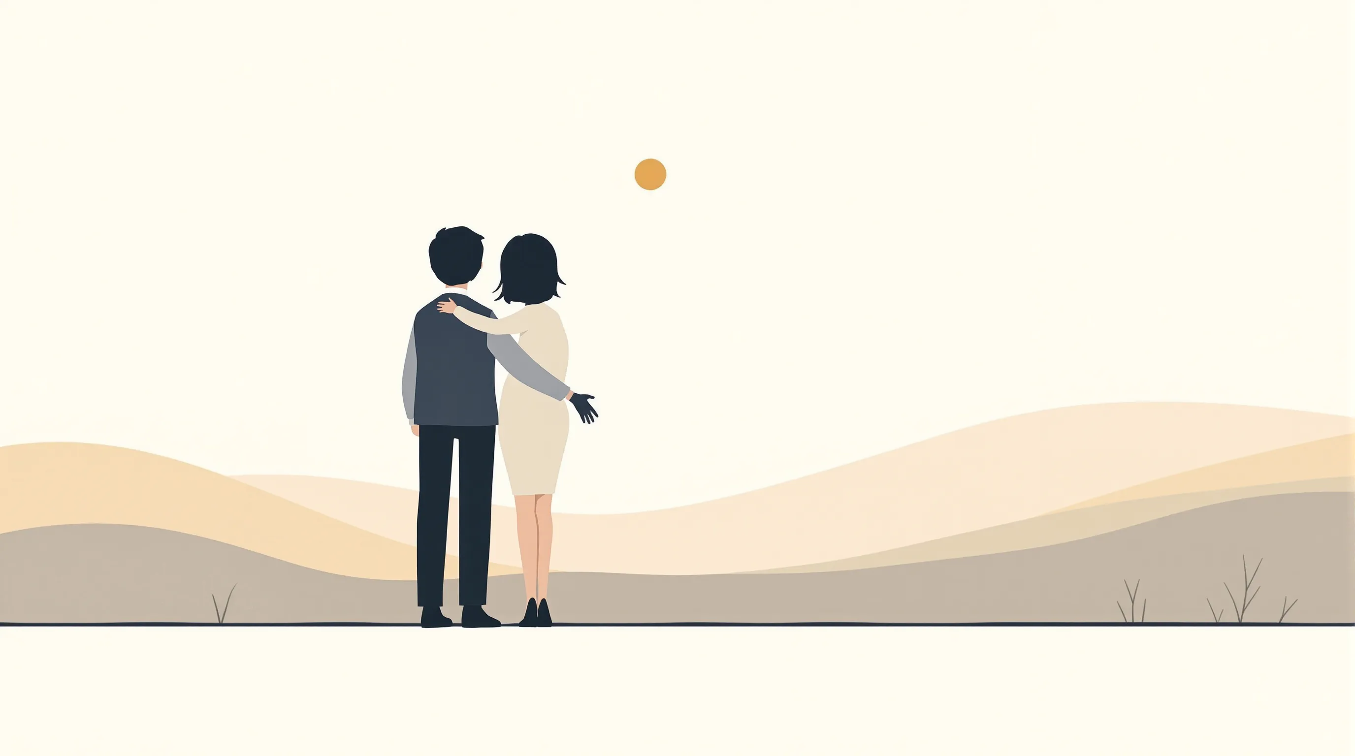 Two simple silhouettes standing together, symbolizing friendship and celebration of 40th birthday milestone.