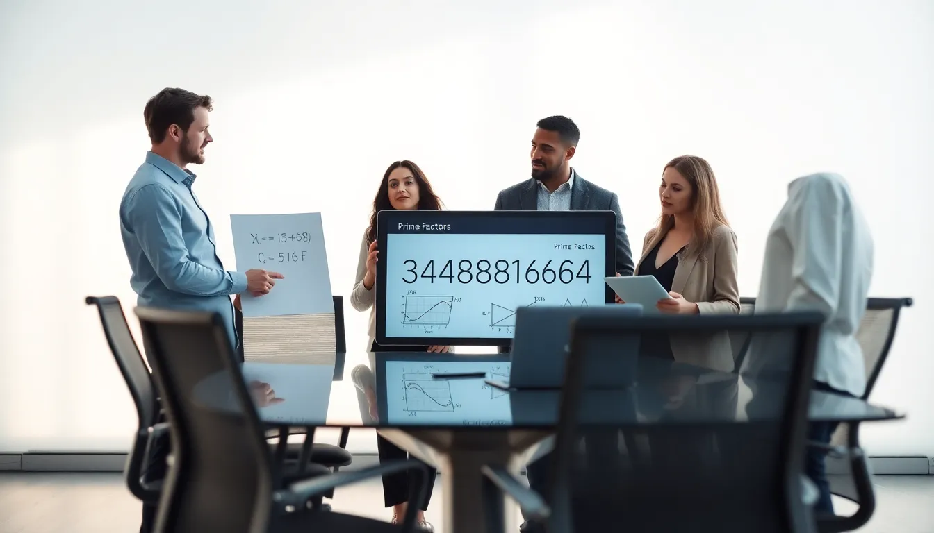 diverse professionals discussing the significance of a mathematical number.