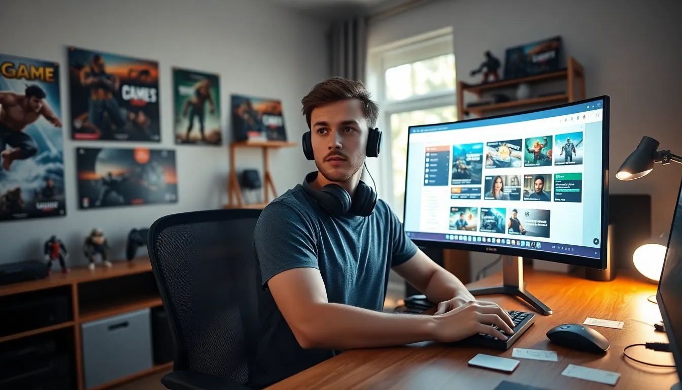 A young male gamer focusing on creating content using Ck2Generator.