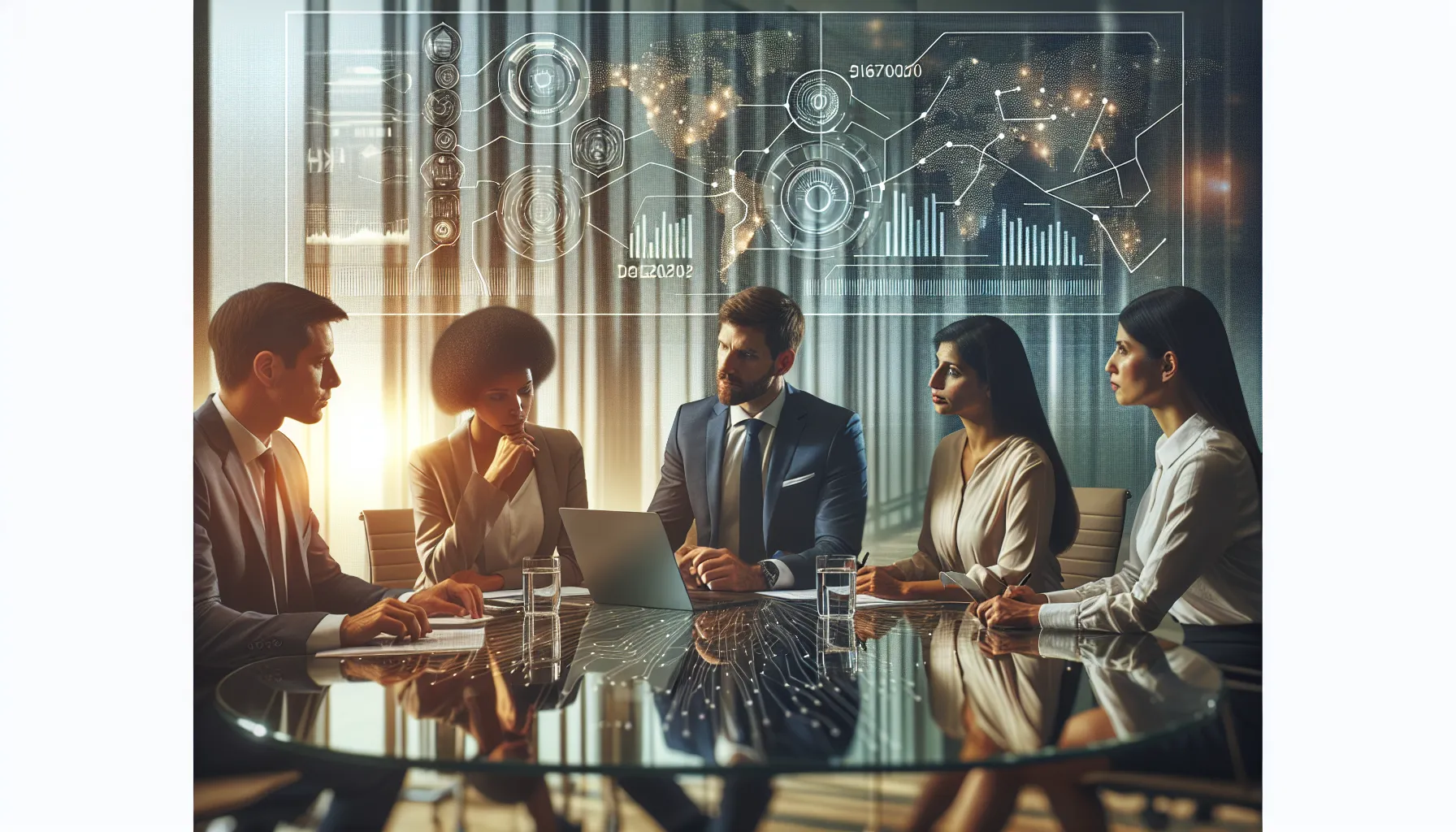 professionals discussing data identifiers in a modern office.