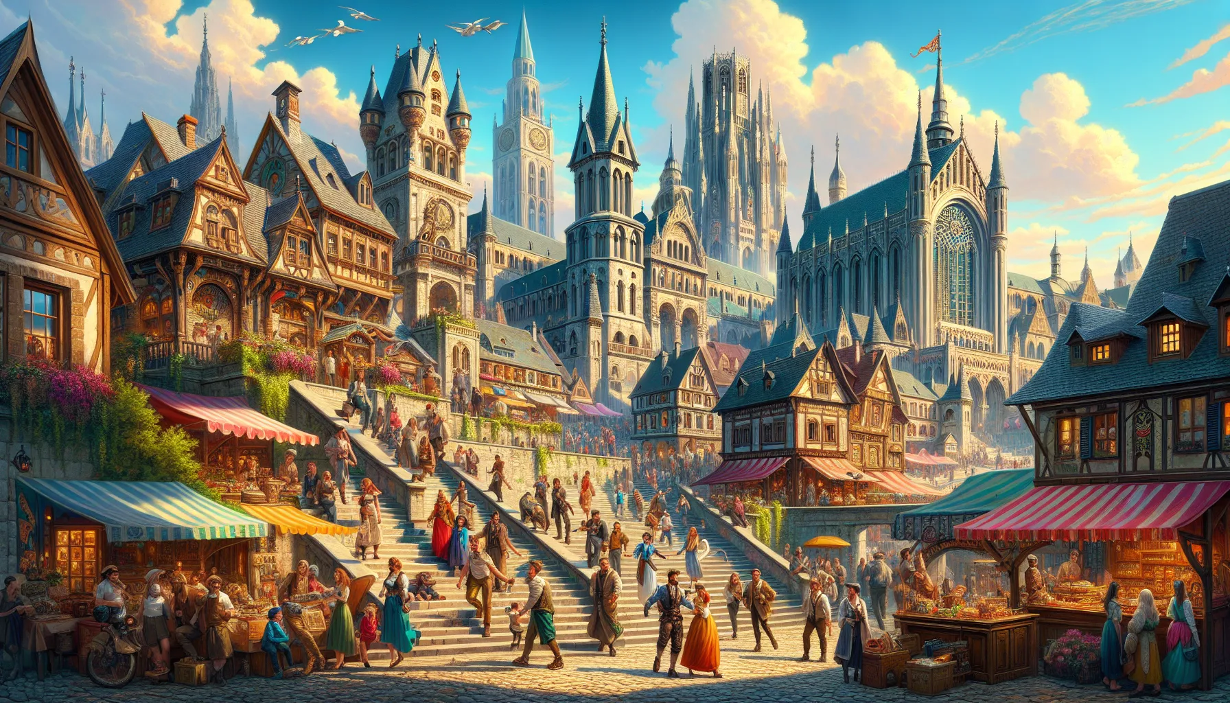 tourists exploring the Fortress and Markt Square in Hausizius.