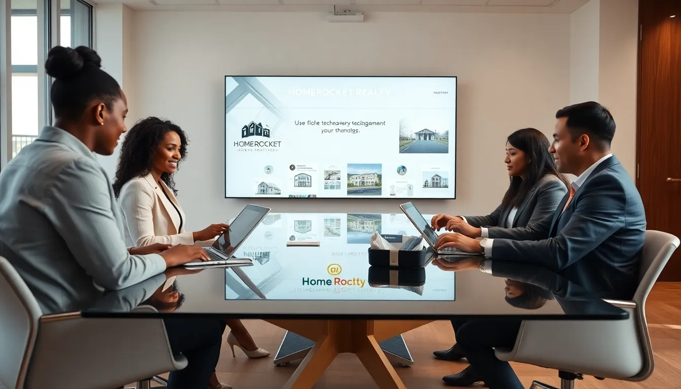 diverse team collaborating in a modern real estate office.