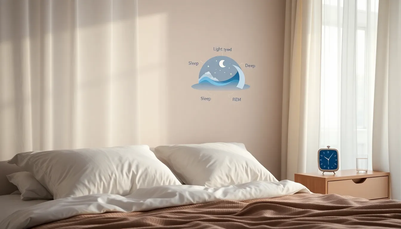 Inviting bedroom with a focus on sleep stages representation.
