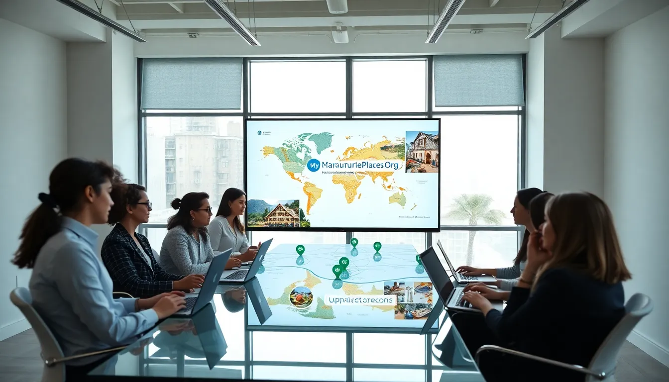 diverse team discussing local favorites in a modern office.