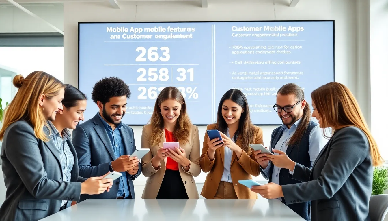 diverse team discussing mobile app strategies in a modern office.