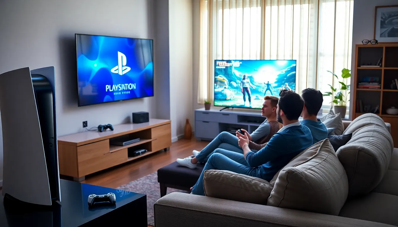 diverse gamers enjoying classic games on a modern PlayStation 5.