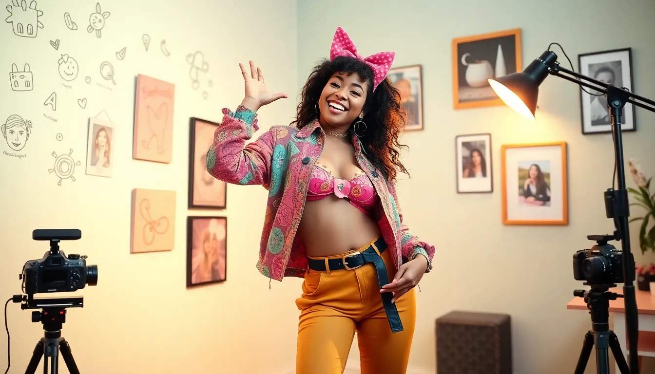 Xprettykittyxo in a vibrant, creative studio setting.