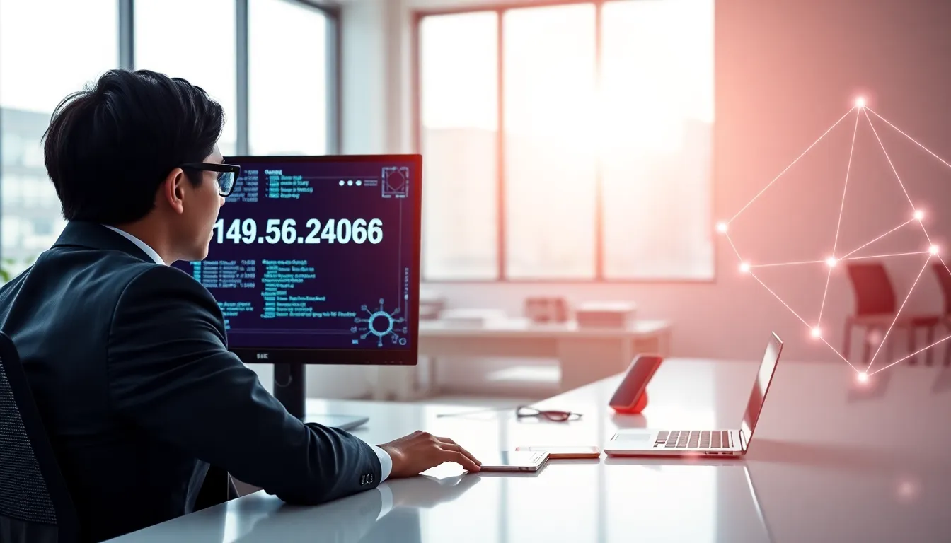 professional analyzing network data in a modern office.