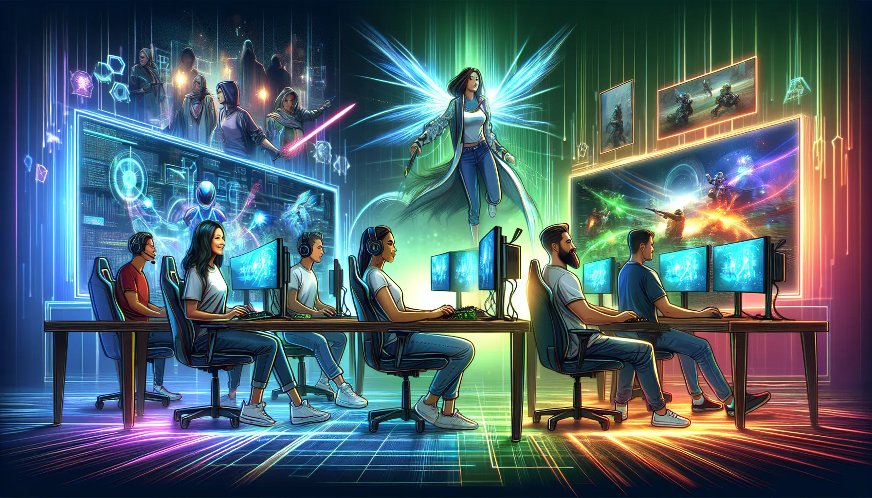 diverse gamers engaged in an online competition at the PBLGameEvent.