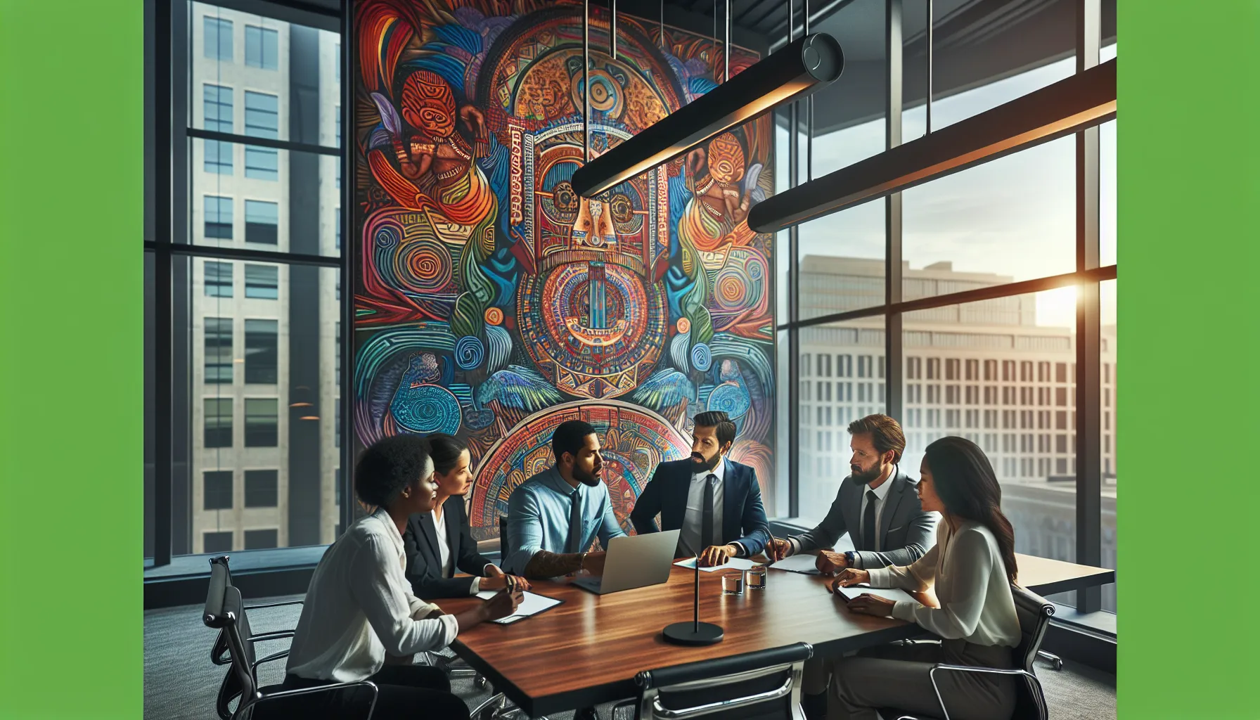 diverse team discussing cultural evolution in a modern office.