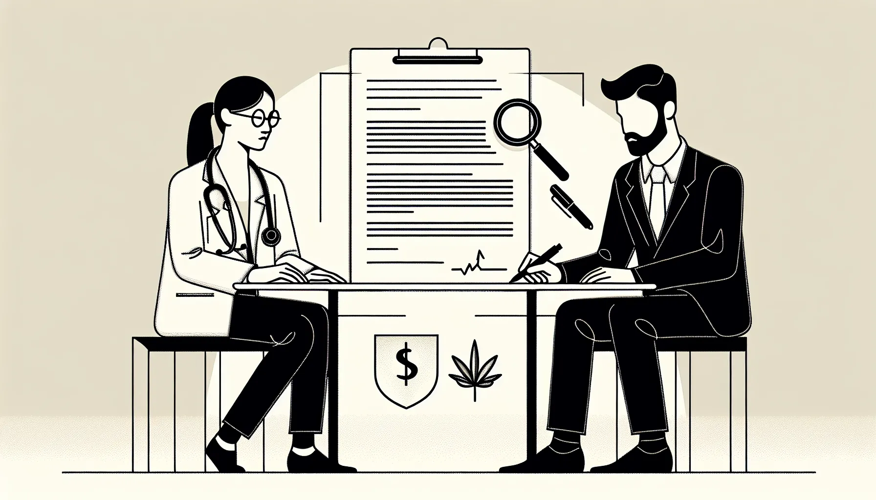 Veterinarian and attorney reviewing an employment contract with Virginia outline of Virginia Veterinary Contract Review.