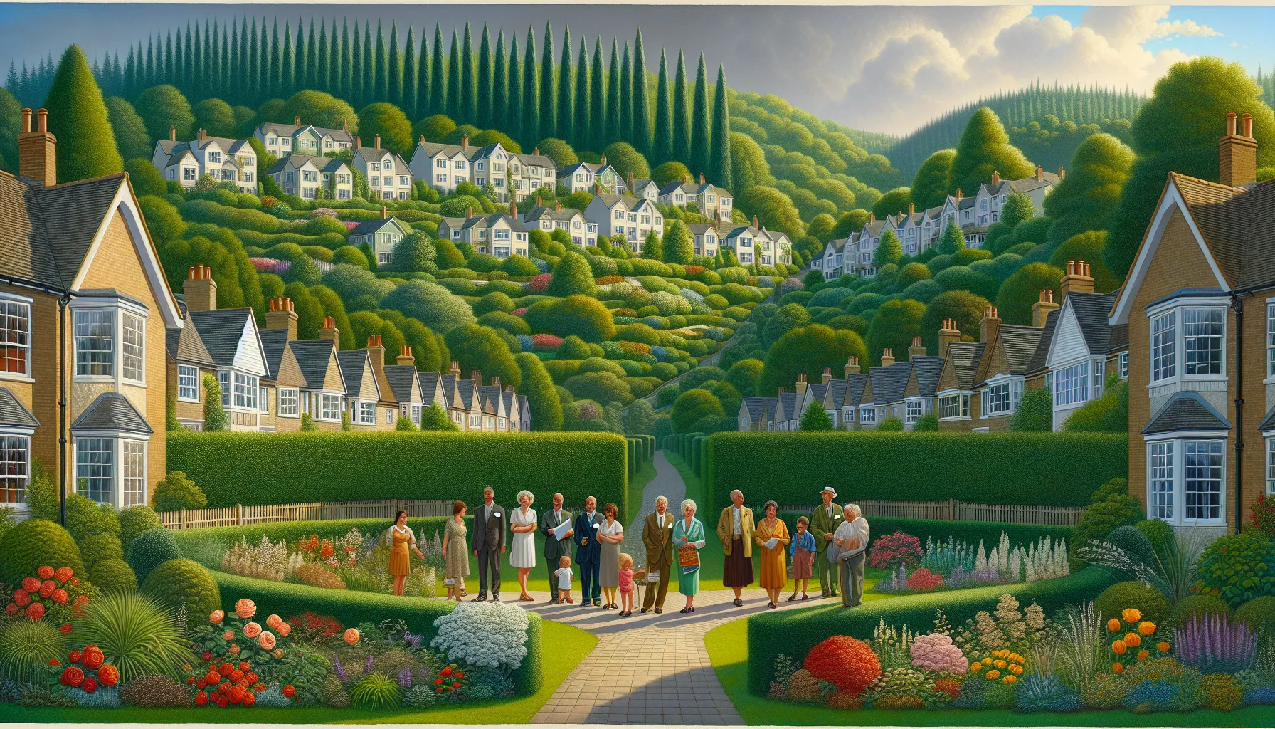 Charming homes and greenery in Mourrdale, highlighting community and nature.