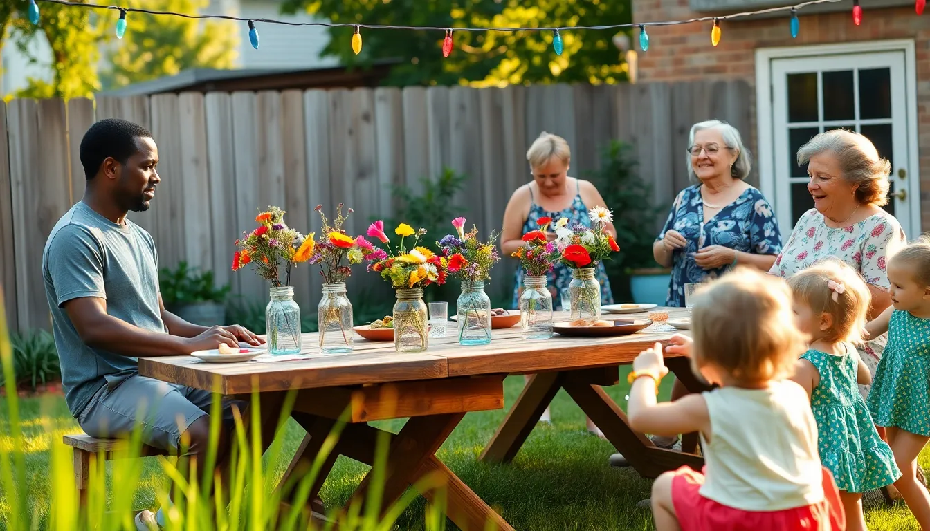 a backyard gathering showcasing DIY decorations and a sense of community.