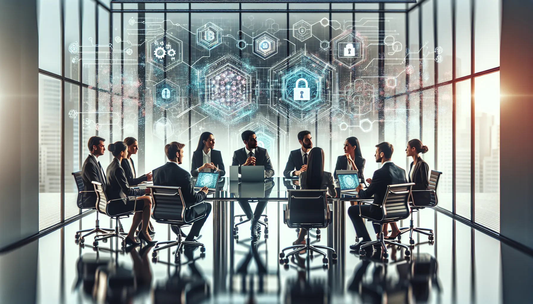 diverse team discussing future innovations in a modern office.