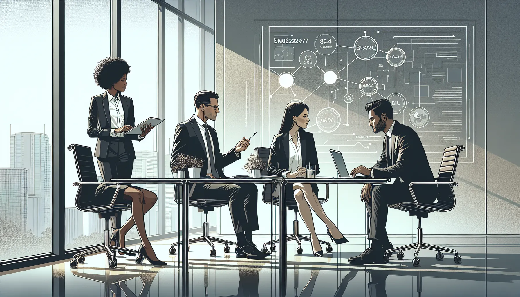 diverse team discussing bn6922297r in a modern office.