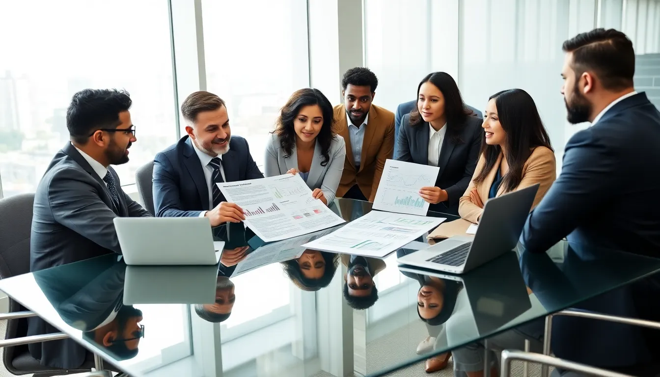 diverse team discussing tax planning in a modern office setting.