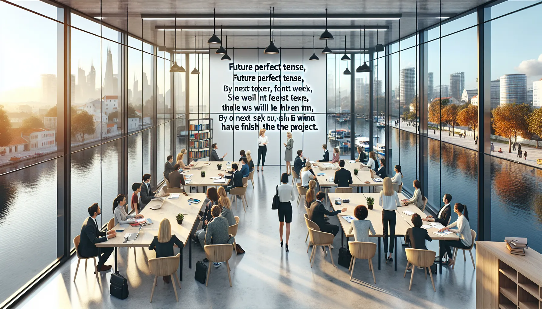 A collaborative learning session with professionals focusing on grammar education.