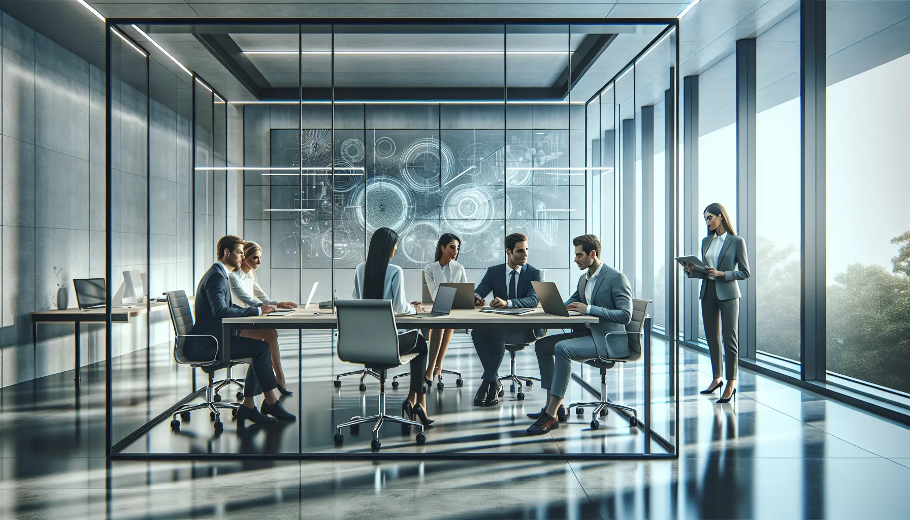 diverse team collaborating in a modern office setting.