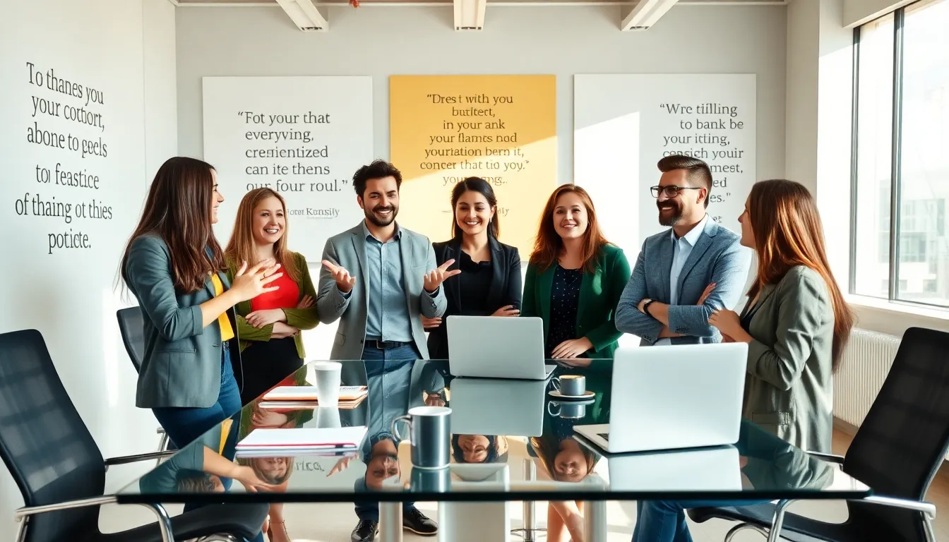 diverse team collaborating in a bright, modern office.