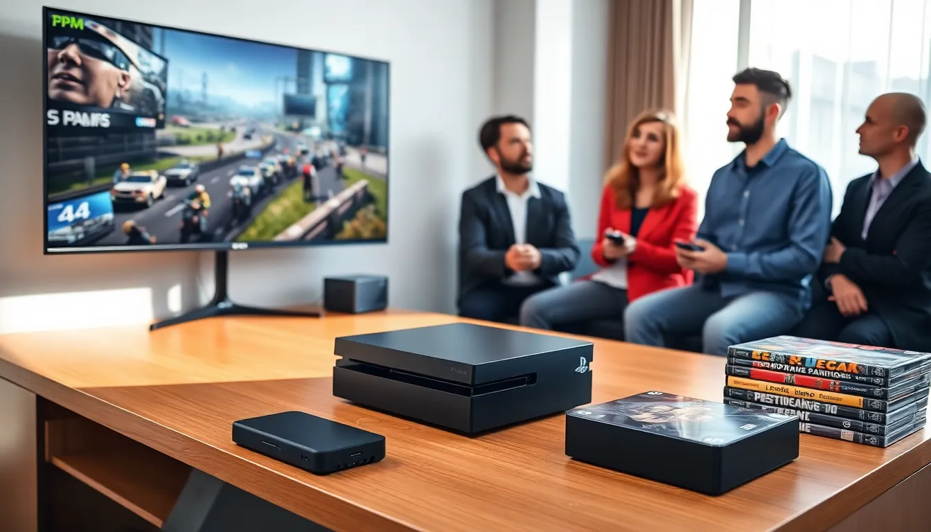 gaming professionals discussing PlayStation 4 storage solutions in a modern setup.