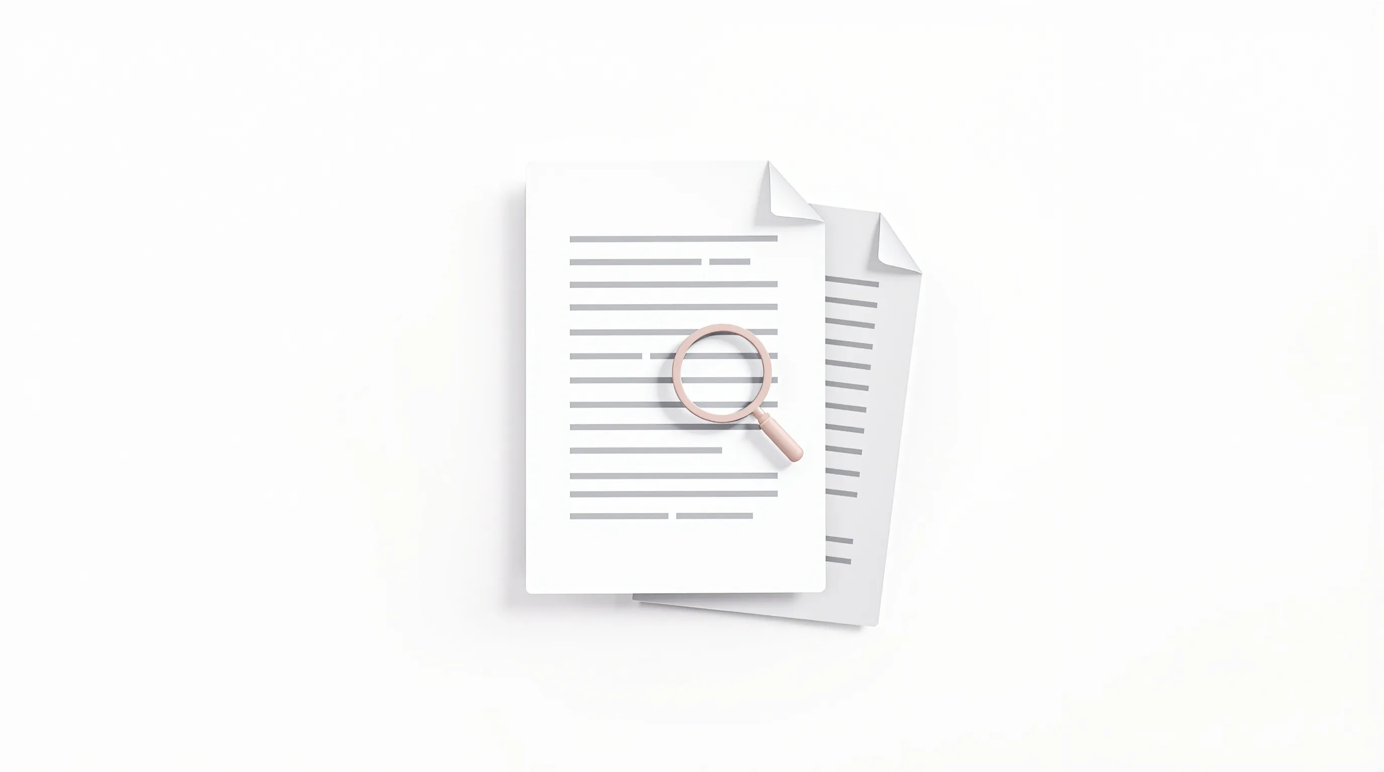 Two overlapping document sheets with a magnifying glass icon representing property record comparison.