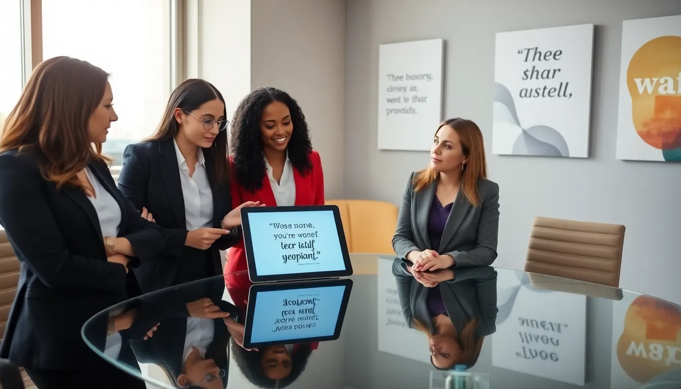 diverse team discussing wisdom in a modern office setting.