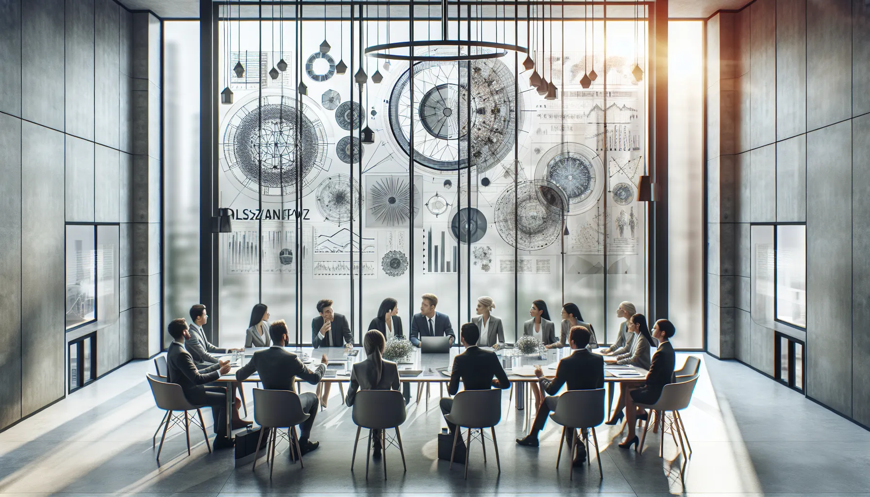 diverse professionals discussing concepts in a modern office.