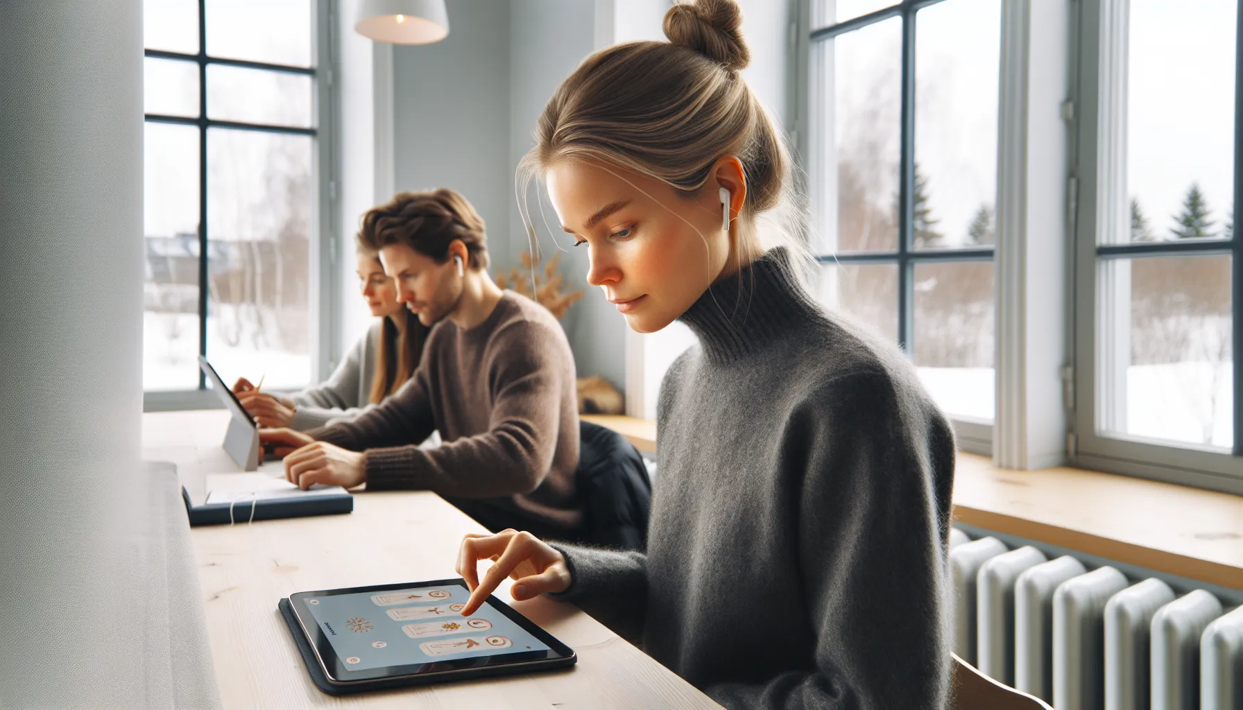 Hvordan gamification kan forbedre læring og trening 3 Norwegian learner uses gamified app with feedback, progress, and team leaderboard.