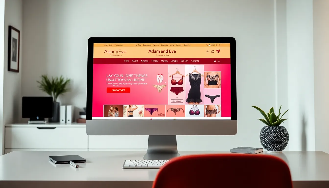 screenshot of a vibrant adult shopping website on a modern computer.