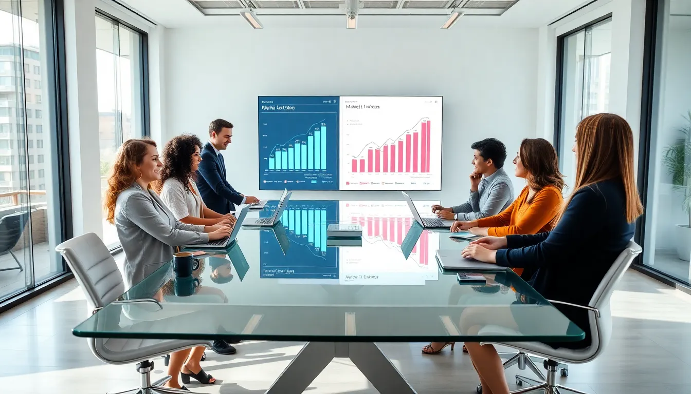 diverse real estate team collaborating in a modern office.