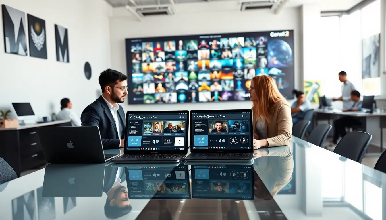 diverse group discussing gaming tools in a modern office.